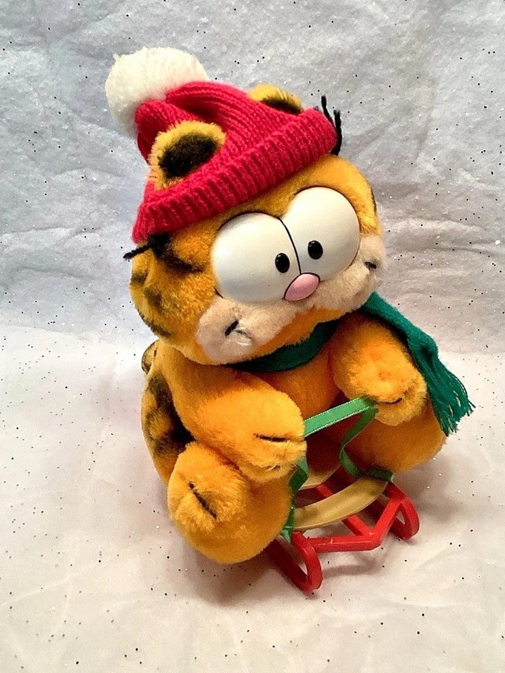 Dakin Garfield 10th Anniversary Plush On Sled With Tags 1988 Happy Birthday VGC - Picture 2 of 5